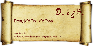 Domján Éva névjegykártya